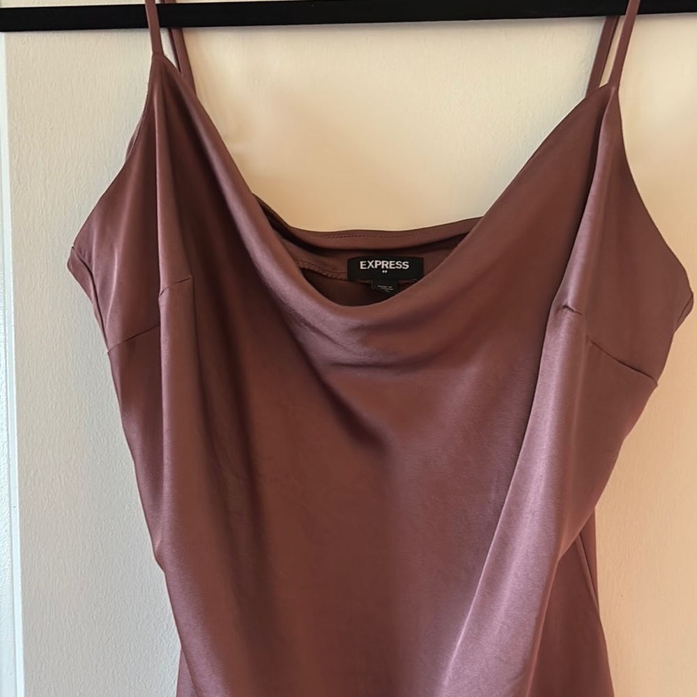 Express Cowl Neck Midi Copper Brown Dress - Picture 3 of 5